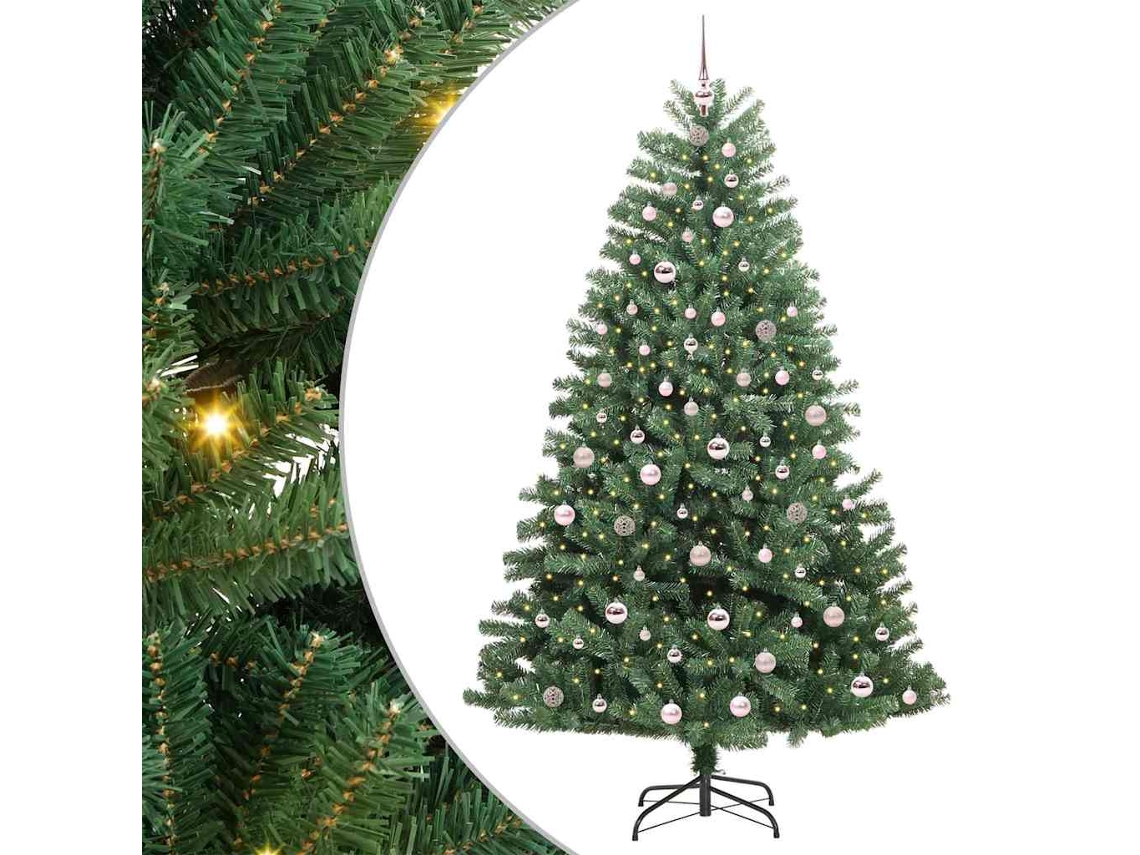 Árvore De Natal Artificiais Com Dobradiças E Suporte Vidaxl Verde Pvc (210 Cm)