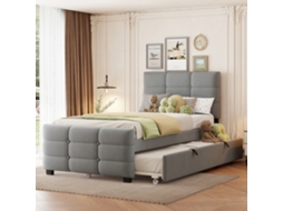 Cama Estofada 90x190 Cama Auxiliar Veludo Cinza