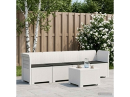 Vidaxl Sofá De Jardim 4 Lugares Com Almofadas Look Rattan Pp Branco