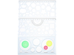 Conjunto de 3 ferramentas de plástico para desenho geométrico, ideal para atividades educativas e comunicação em família.