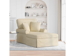 Vidaxl Chaise Lounge Com Saia Com Almofada 3 Pcs Creme Tecido