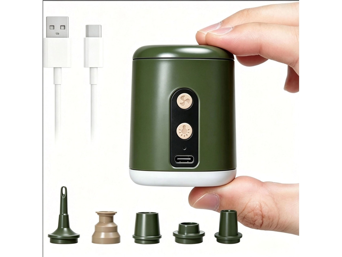 Bomba De Ar Elétrica Portátil Com 4 Bicos (verde)