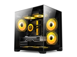 Caixa Pc Progaming Ambra Micro-atx Cube Tower, 5 Ventoinhas Argb, Comando, Preta