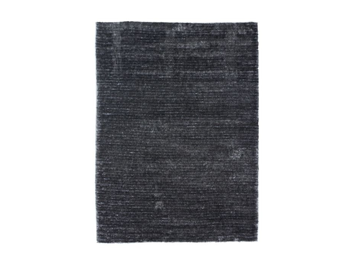 Tapete De Pelos Longos Efeito Sedoso Cinza 190x200
