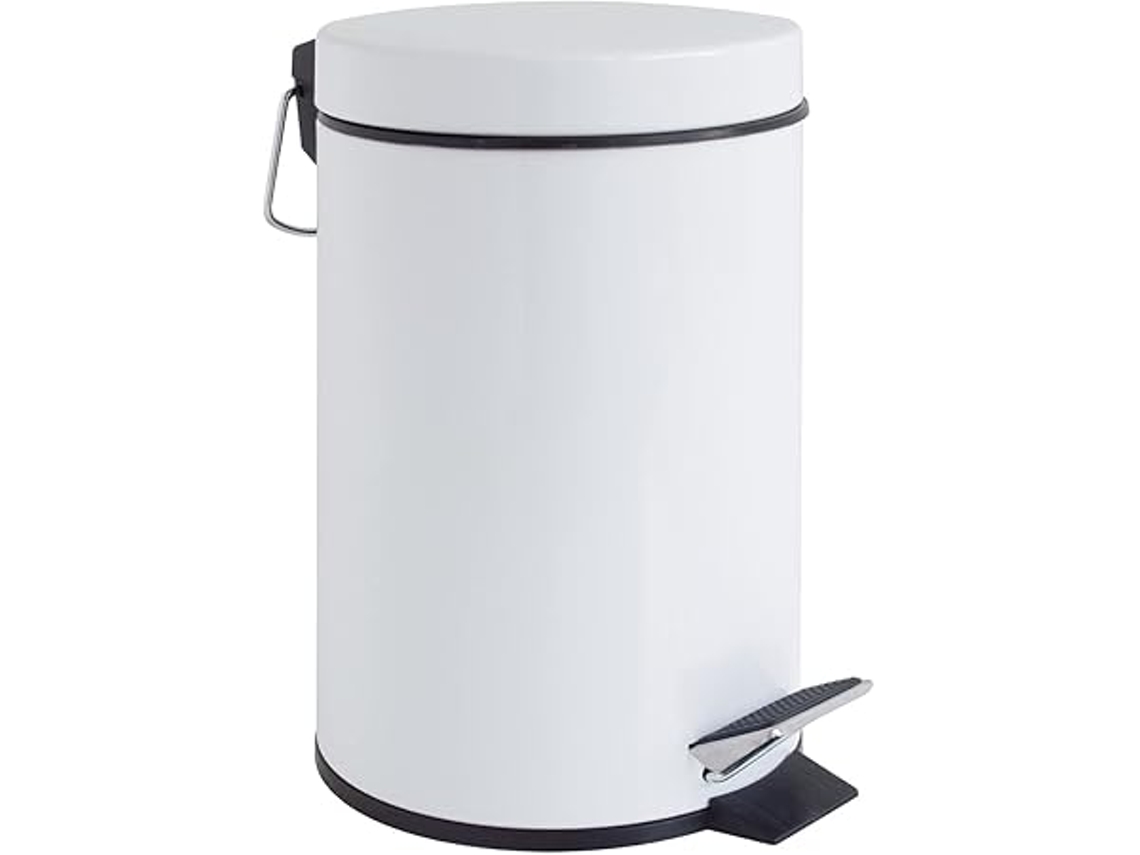 Lixo com pedal 3L, metal, branco, 22,5x17x26cm