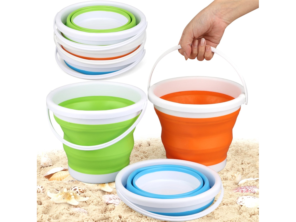 Balde De Praia - Em Formato Castelo Com Bolsa Malha 3 Cores (azul, Verde, Laranja) Areia Para Crianças, Bebês, Uso Externo, Caixa -aquaforge