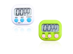 2 Peças Timer De Cozinha Conjunto, Branco + Verde, 6.9x6.3x2.3 Cm