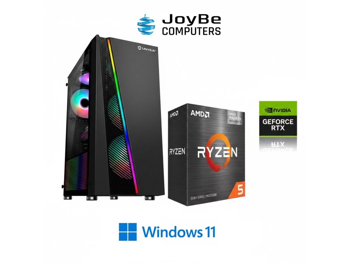 Desktop gaming Joybe com Windows 11 Pro, AMD Ryzen 5 5500, Nvidia Geforce RTX 3050, 8GB RAM, 512GB SSD, Wi-Fi JOYBE COMPUTERS