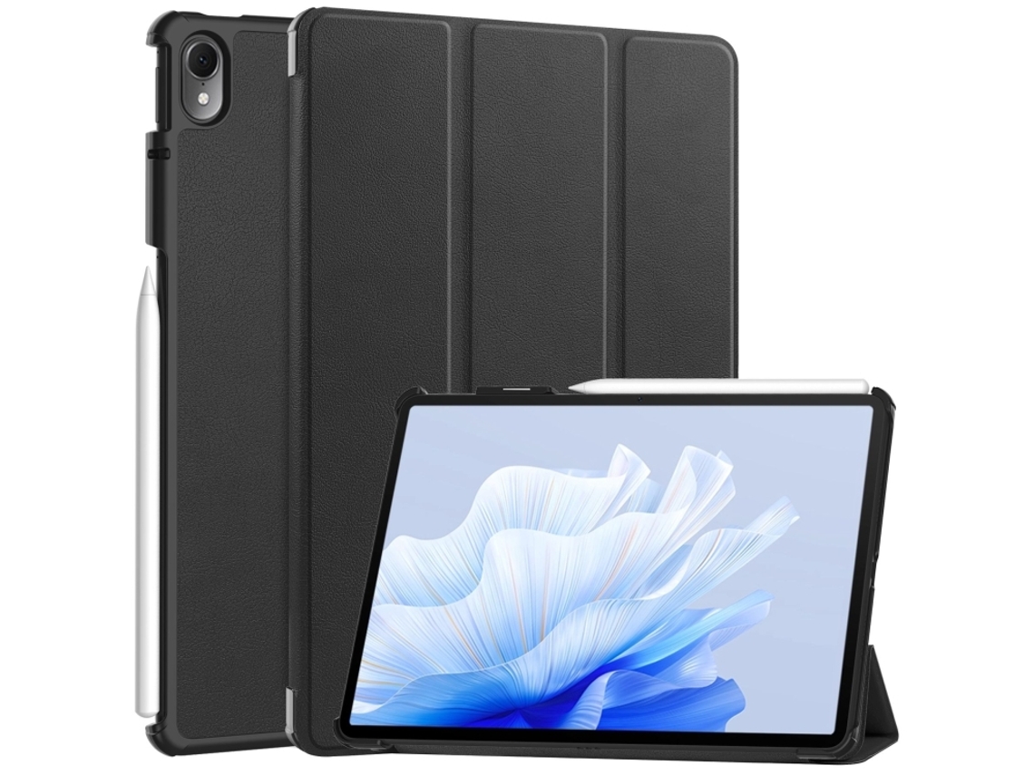 Capa Inteligente De Couro Três Dobras Cor Sólida Padrão Custer Halinuia Para Tablet Huawei Matepad Air
