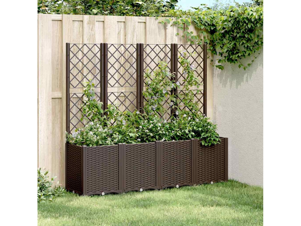 Vidaxl Vaso/floreira De Jardim C/ Treliça 160x40x140 Cm Pp Castanho