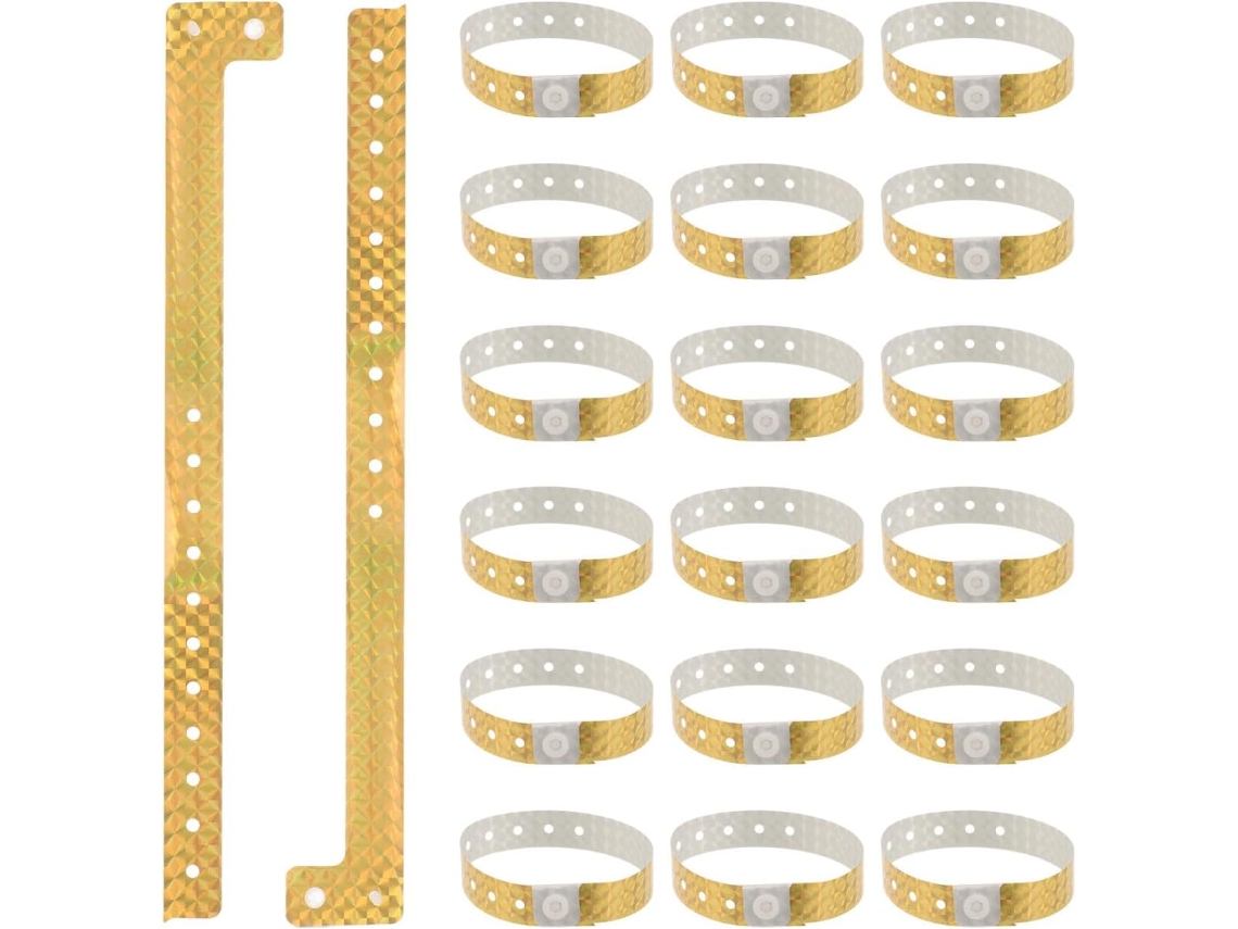 Uonlytech 40 Unidades de Pulseiras Holográficas Douradas Prova D Água para Verificação Acesso Confiável Em Festas E