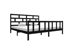 Estrutura de Cama em Madeira de Pinho Maciça Preto MAISON EXCLUSIVE (200x200 cm)
