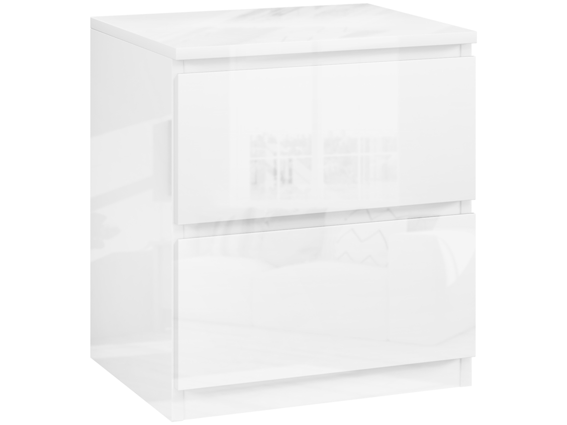 MESA de cabeceira moderna com 2 gavetas, 40x34x45 cm Branco | S/MARCA