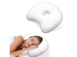 Travesseiro Para Dormir De Lado Com Proteção Para As Orelhas, Ideal Para Cicatrização De Piercings E Alívio Da Dor. Branco. Siurn