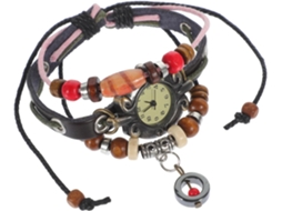 Relógio feminino GOKOCO com pulseira ajustável, de couro vermelho, caixa dourada, profissional