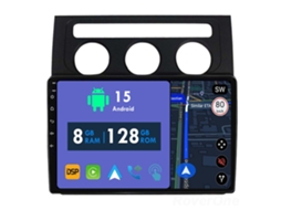 Auto Rádio Carro Bluetooth Autoradio 8GB RAM 128G ROM CarPlay Navegação GPS Ecrã Táctil RoverOne para Volkswagen Touran 1 2003-2010  