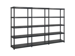 Vidaxl Unidade Com 5 Prateleiras 274,5x45,7x185 Cm Plástico Preto