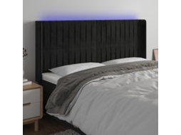 Vidaxl Cabeceira De Cama C/ Luzes Led Veludo 163x16x118/128 Cm Preto
