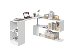 Bureau D'angle Pivotant Moderne Bibliothèque Table Repas Panneau Blanc 140×120×78 Cm