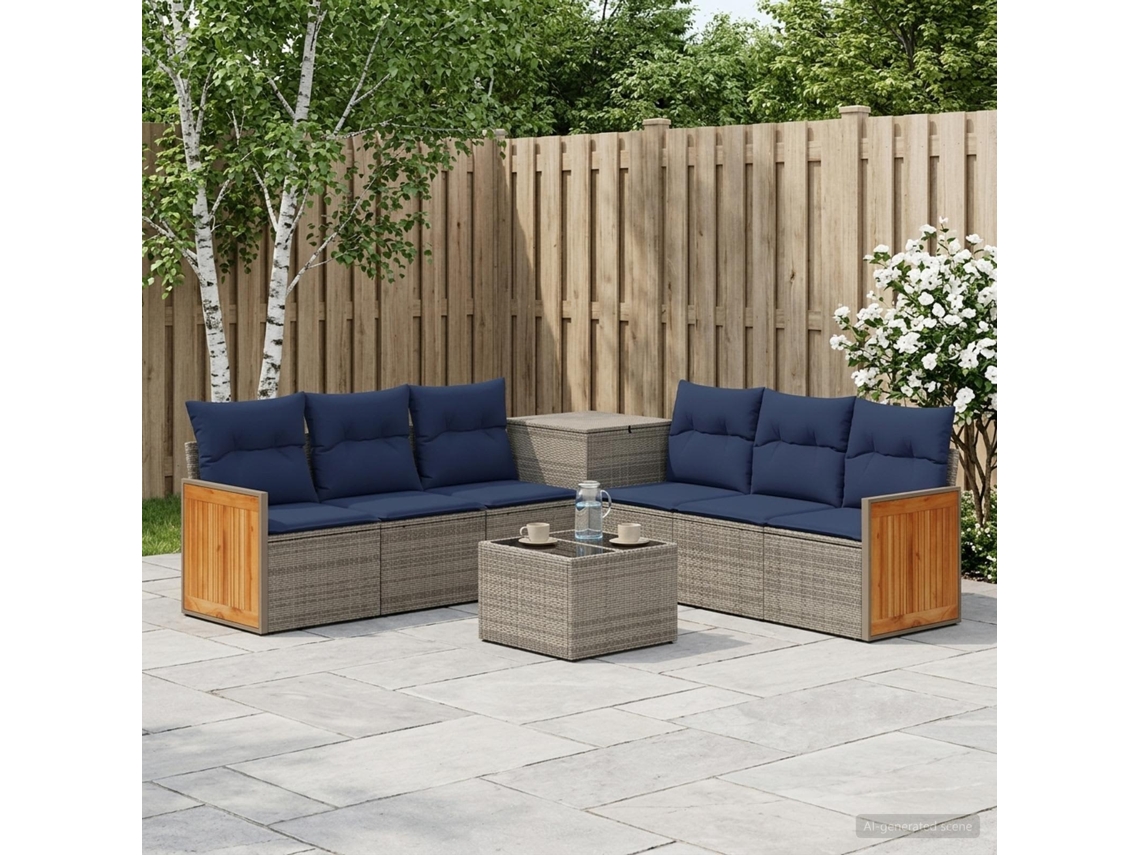 Vidaxl Conjunto De Sofás 8 Unid. Cinza E Azul Marinho