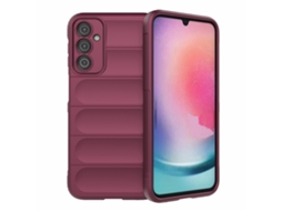 Capa Halinuia Para Samsung Galaxy A24 5g/a24 4g Magic Shield Tpu Flanela Vermelho Vinho (proteção Integral, Interior Em Flanela)