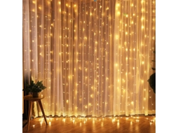 Luzes De Cordão Usb (200 Leds Brancos Quentes 3mx2m), Luzes De Fada Para Decoração De Festas, Inclui Controle Remoto.