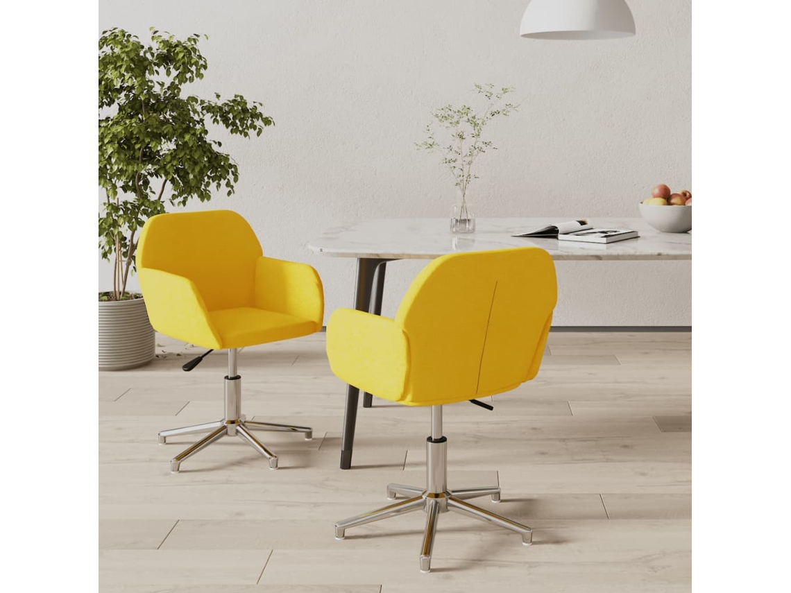 Vidaxl Cadeiras De Jantar Giratórias 2 Pcs Tecido Amarelo Mostarda