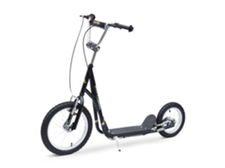 Scooter infantil com pneus infláveis, guidão ajustável, freios, cavalete, preto S/MARCA