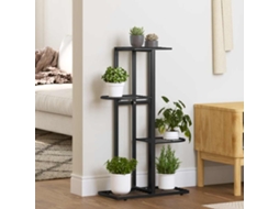 Vidaxl Suporte De Vasos C/ 4 Prateleiras 43x22x76 Cm Metal Preto