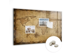 Quadro Magnético Mapa Mundo Vintage Para A Sala De Estar Espelharte (60x40 Cm)