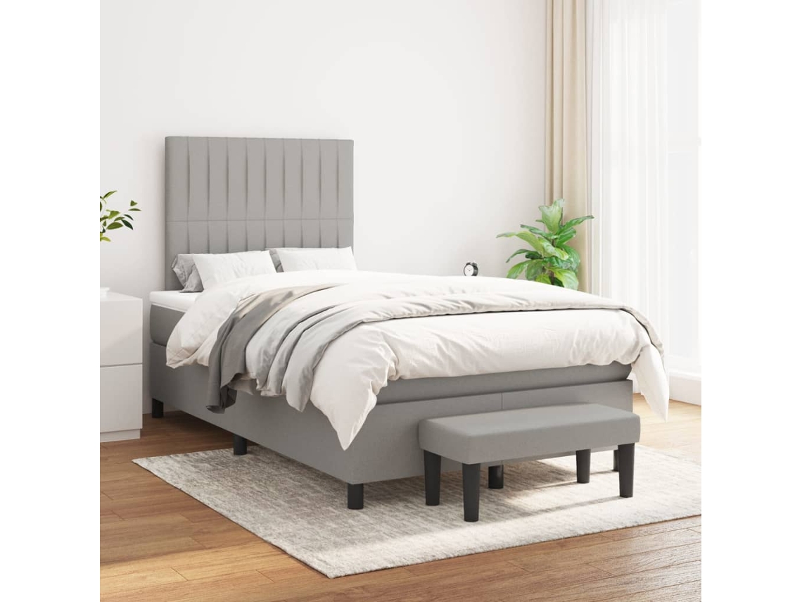 Vidaxl Cama Com Molas/colchão 120x200 Cm Tecido Cinza-claro