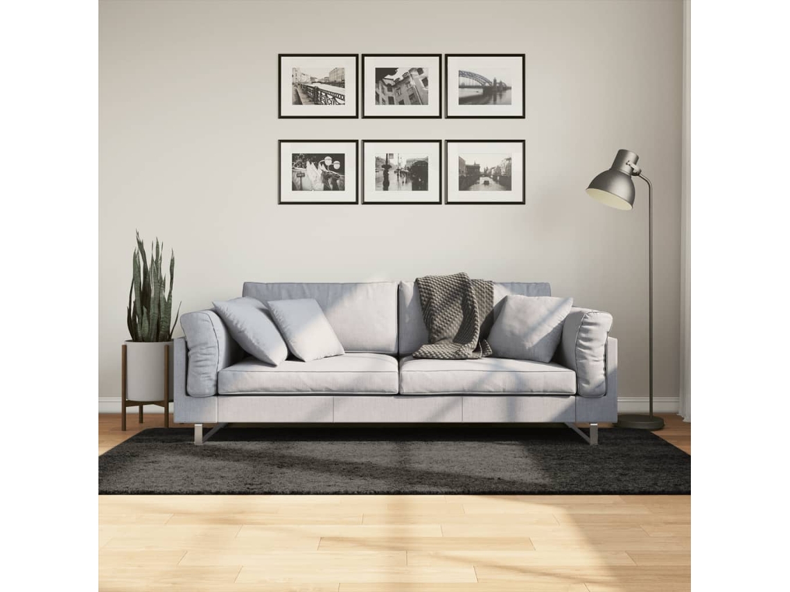 Tapete Lovely Home Aspeto Brilhante Istan Poliéster Preto (100x200cm)