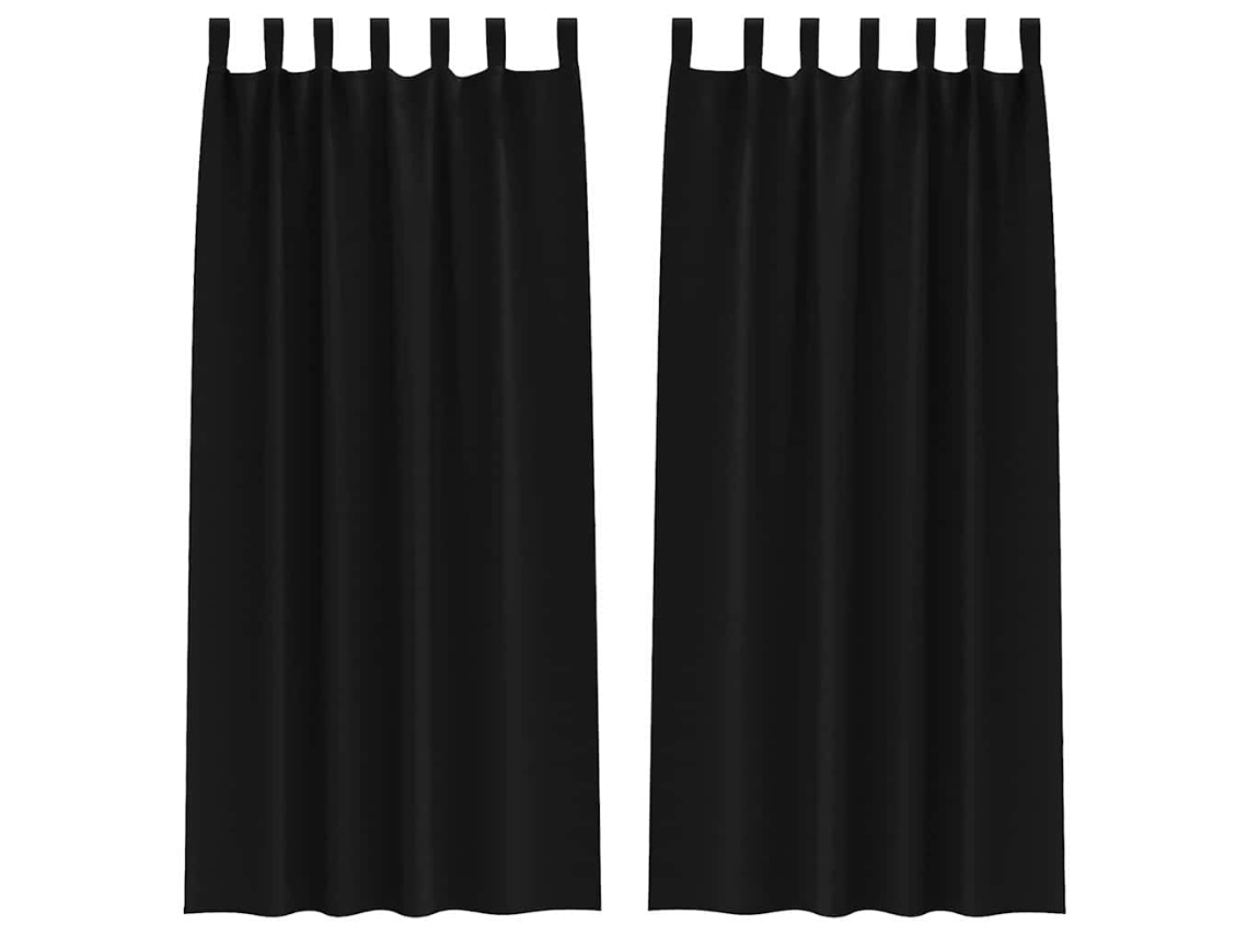 Maison Exclusive - Cortinas Blackout Com Argolas 2 Pcs Preto 245 X 140 Cm