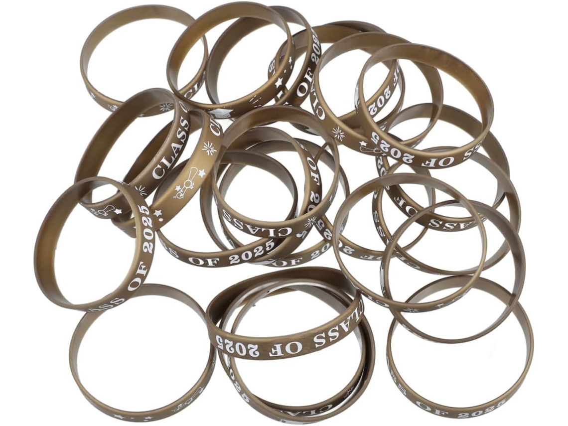 Conjunto de 24 pulseiras de silicone para formatura, acessórios para festas de formatura, pulseiras portáteis para