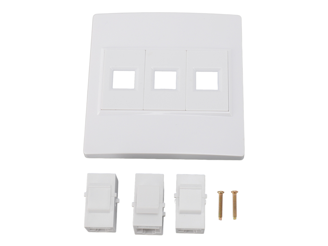 Placa de pared Ethernet Cat6 con 3 puertos Keystone hembra a hembra para Cat5, Cat5e, Cat6 y Cat6a | S/MARCA