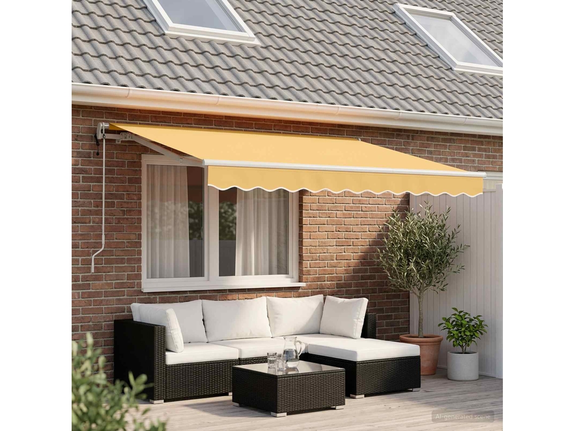 Vidaxl Toldo Retrátil Areia 4 × 3 M Tecido E Alumínio