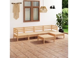 Conjunto Lounge Jardim Pinho Maciço 6 Pcs Dkd Home Decor