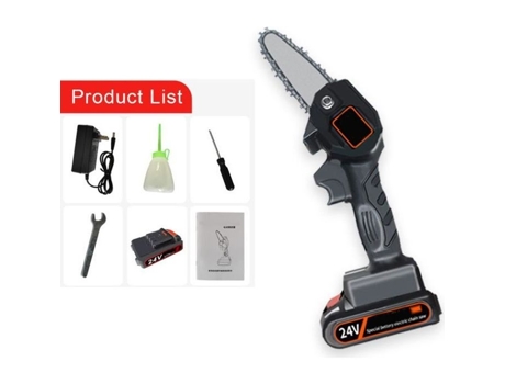 Mini motosserra, podador de motosserra guia de 4, portátil com uma mão 0,7 kg, motosserra elétrica sem fio com bateria ROKOO
