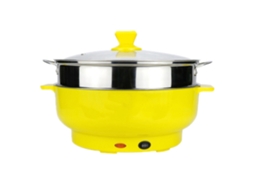 Panela Elétrica Multifuncional 1000w em Aço Inoxidável com Vapor para Shabu Shabu, Amarela LAXISCREED