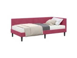 Conjunto de 2 Estruturas de Cama de Canto com Colchão Verde Veludo MAISON EXCLUSIVE (não especificado)