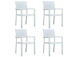 Vidaxl Cadeiras Jardim 4 Pcs Plástico Branco Aspeto Vime