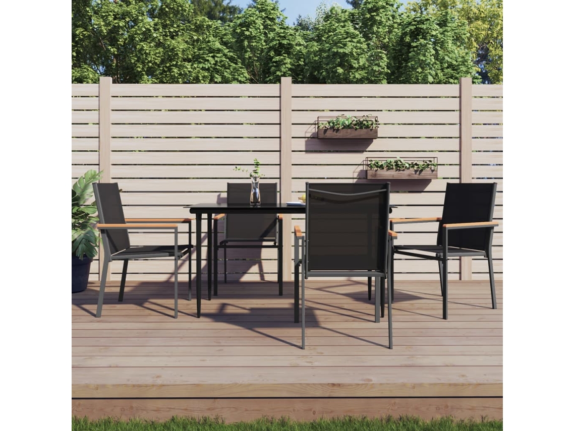 Vidaxl 5 Pcs Conjunto De Jantar Para Jardim Textilene E Aço Preto