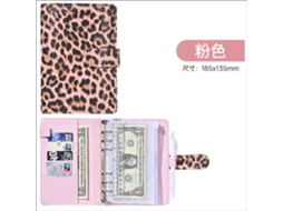 A6 Leopard Print Pu Leather Loose Leaf Binder Cover For Journal Notebook Pink