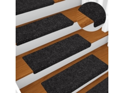 Vidaxl Tapetes De Escada Autoadesivos 10 Peças 65x21x4 Cm Pretos Com Borda Retangular