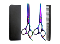 Kit De Tesoura De Corte Cabelo, 4pcs Ferramenta Profissional Para Corte De Cabelo, Para Cabeleireiros Ou Uso Doméstico (iridescente) Cuich