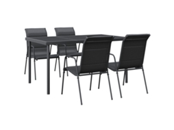 Maison Exclusive - 5 Pcs Conjunto De Jantar Para Jardim Aço E Textilene Preto