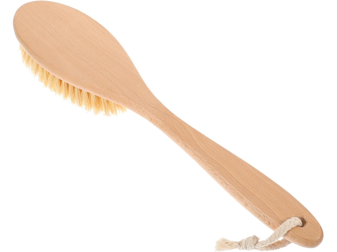 Escova De Banho Healvian Em Sisal E Madeira Faia, Tamanho Longo, Escova Esfoliante Para Costas, Corpo E Pele Seca
