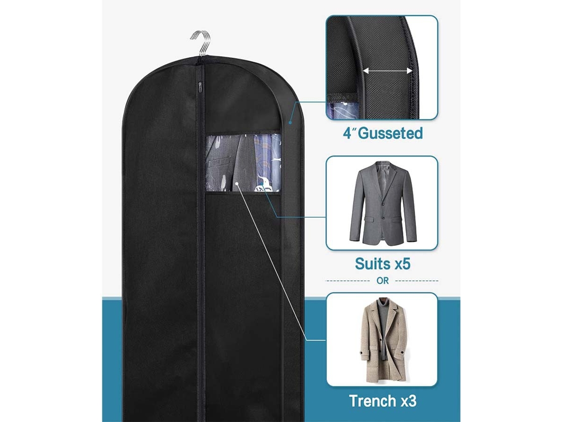 Conjunto de 3 Capas para Ternos 50 Polegadas Guardar Roupas e Viajar BRILVIBERA (cinza)