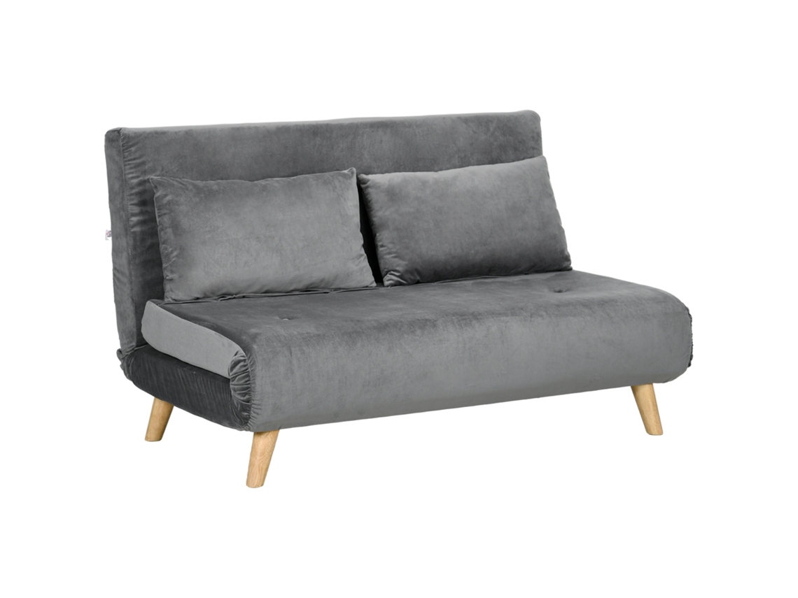 Sofá Cama Reclinável, Com 2 Almofadas, Em Veludo, 130 X 78 X 79 Cm, Cinza. Ehstmind