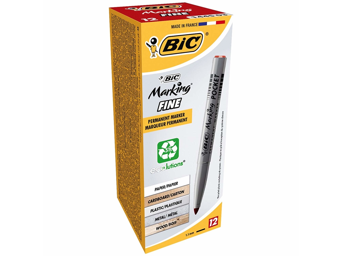 BIC Marking Pocket 1445 Marcador Permanente Ponta Redonda Vermelho 12 Peças